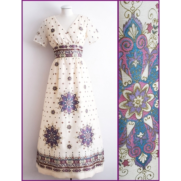 Vintage Dresses & Skirts - Boho Vintage Alfred Shaheen Mandala Dress
